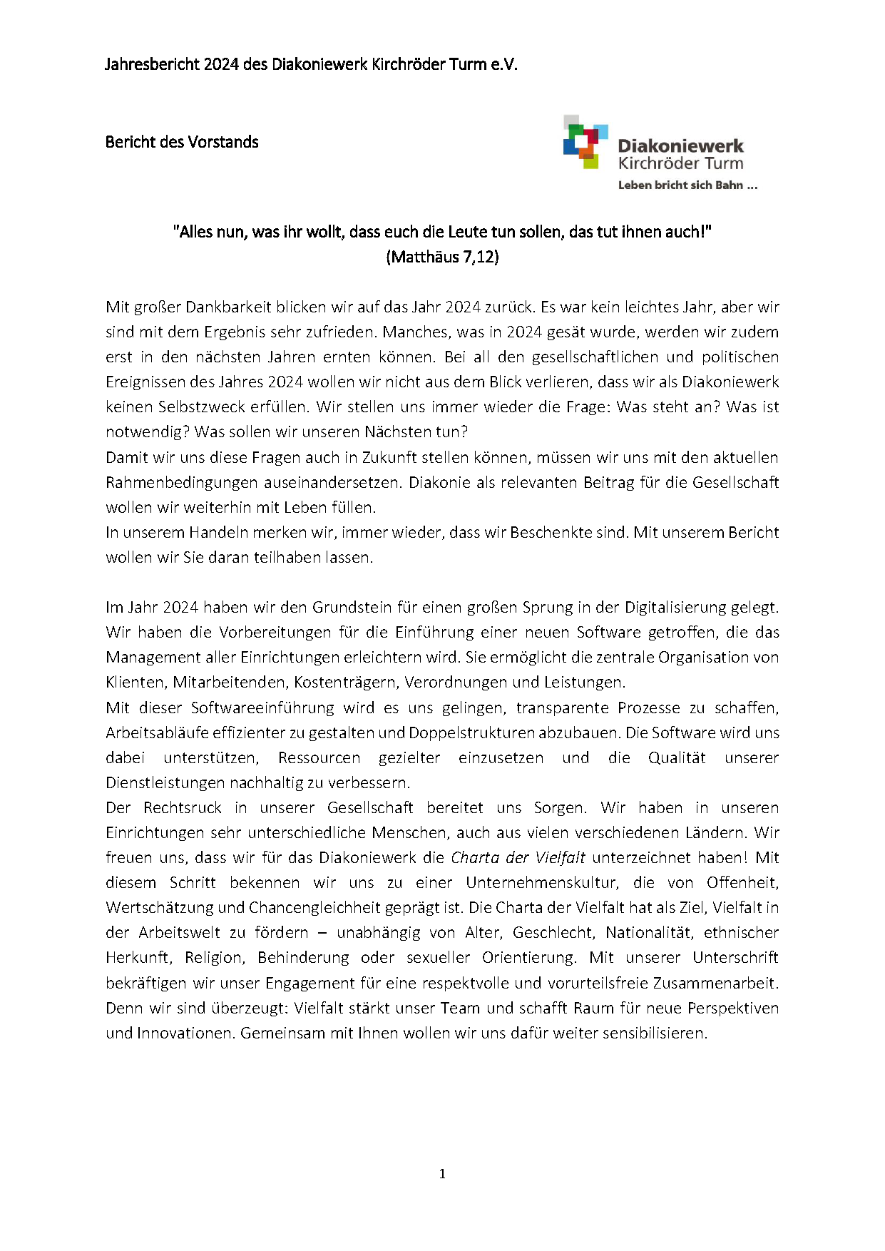Bericht Diakoniewerk KT