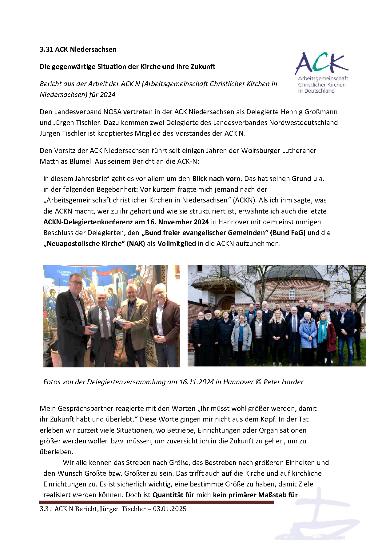 Aus der ACK Niedersachsen 2024 LV Seite 1